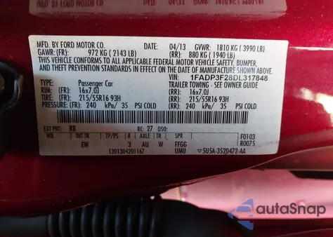 2013 Ford Focus Se from USA, damaged, VIN 1FADP3F28DL317848